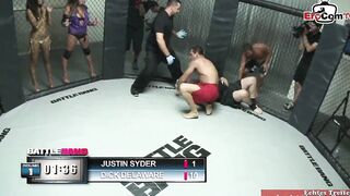 Petite turkish dark hair 19 year old fucks inside a boxing ring