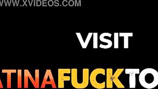 Tanned red haired hispanic Cutie salivating over huge white dick
