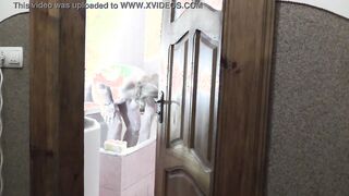 Step daughter accepts shower, step dad spy, masturbates dick and