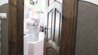 Step daughter accepts shower, step dad spy, masturbates dick and