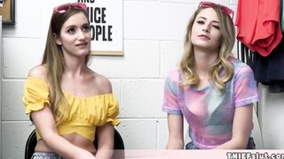 Blonde and a dark haired shoplifter banged