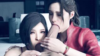 irresistible resident evil girls ada & claire - loves to double head your rock rough 12 inch penis!!