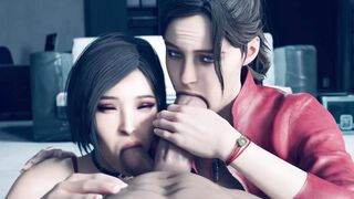 irresistible resident evil girls ada & claire - loves to double head your rock rough 12 inch penis!!
