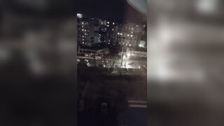 Showing big breasts to unknow people on bus station - Flash boobies on outside place for all people around