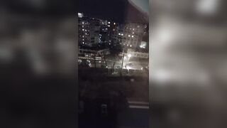 Showing big breasts to unknow people on bus station - Flash boobies on outside place for all people around