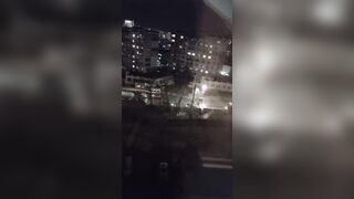 Showing big breasts to unknow people on bus station - Flash boobies on outside place for all people around