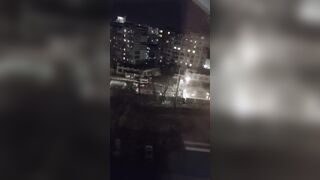 Showing big breasts to unknow people on bus station - Flash boobies on outside place for all people around