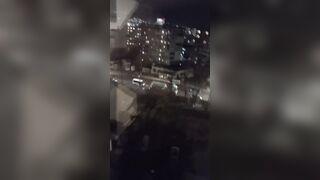 Showing big breasts to unknow people on bus station - Flash boobies on outside place for all people around