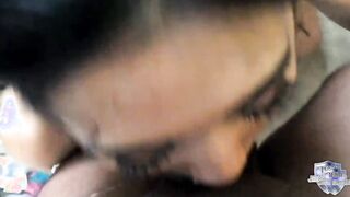 Eva Yi gets her throat used by a ebony man