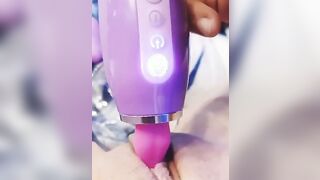 Having Fun with my clitoris until I squirt into the glass and swallow it