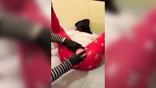 Friend Cuffs my Ankles to the Wall, and Makes Me Squirt into my Ripped PJ’s!