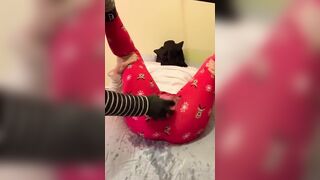 Friend Cuffs my Ankles to the Wall, and Makes Me Squirt into my Ripped PJ’s!