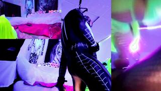Camgirl live performance Neon Kitty pegging Spiderman part II