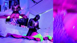Camgirl live performance Neon Kitty pegging Spiderman part II