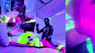 Camgirl live performance Neon Kitty pegging Spiderman part II