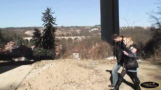 A tourist asks a blonde sluts for information and lets