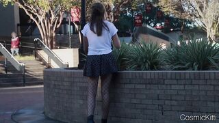 snatch flash almost caught bending over into the library on voyeur webcam