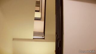 snatch flash almost caught bending over into the library on voyeur webcam
