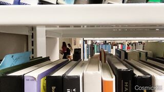 snatch flash almost caught bending over into the library on voyeur webcam
