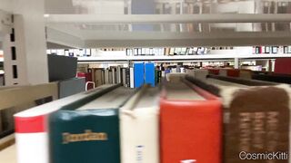 snatch flash almost caught bending over into the library on voyeur webcam