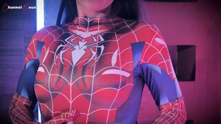 Latin hot fucks inside a turned on parody of Spiderman No Way Home, into a suit that shows her a long