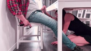 I used my beauty toes and my hands to jerk him off under the table