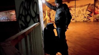 The obedient skank ex-wife blows penis into the underpass part two