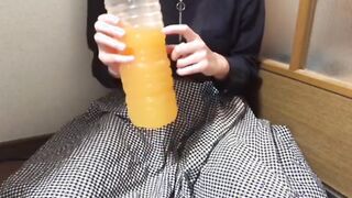Japanese woman holding back pissing for the first time