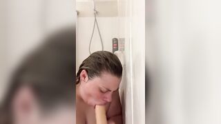 point of view Blowjob/sucking toy into the shower