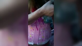 Sucking Off huge clouds on my huge titles well Daddy watches rubs his long penis giving me a cloudy load