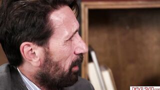 Older dude creampies huge boobs office mate