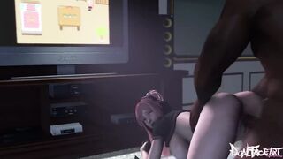 [3D HENTAI] Pink Hair Gamer bimbos fuked