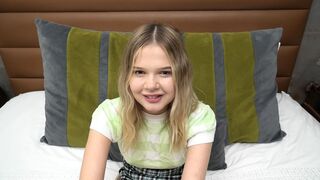 This POV casting video stars an 85 lb blonde teen amateur
