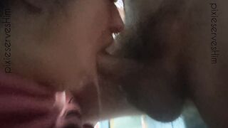 Aspiring porn actress aspirates on her boyfriends sperm during deep throat throatpie