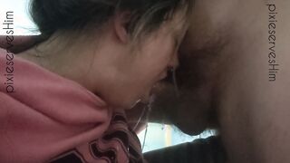 Aspiring porn actress aspirates on her boyfriends sperm during deep throat throatpie