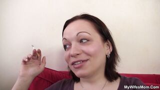 The old woman seduced the guy and banged well
