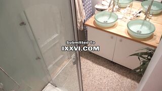 My stepdaddy has installed secret camera into bathroom