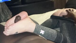 Slow Motion toejob from Milf with super sexy foot