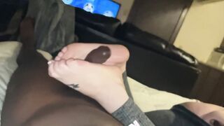 Slow Motion toejob from Milf with super sexy foot