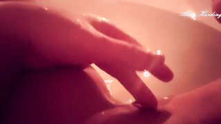 Wifey bathes into the WC by candlelight washes herself and massage her vagina