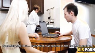 SISPORN. After dinner dude convinces stepsister to have sex inside