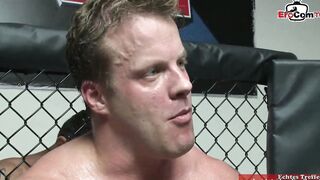 Slim blonde teenagers with tiny boobs fucks into a boxing