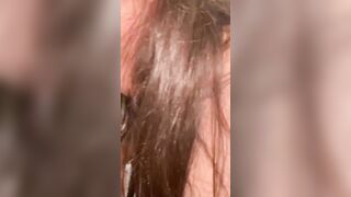 Giving him a sloppy deep throat oral sex and feeling his dick into my throat