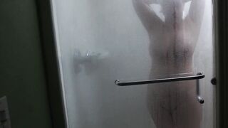 Nerdy White Mom Takes a Quick Shower at the Hotel
