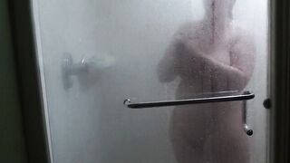 Nerdy White Mom Takes a Quick Shower at the Hotel