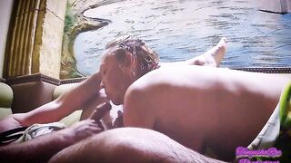 Skank wifey blown the penis of a new girlfriend, before sex inside the sauna.