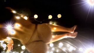 Yummy Ex-Wife showing off and undressing nice underwear into the light of Christmas lights
