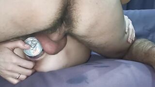 Cummed into the butt while her vagina was filled with a can of red bull.
