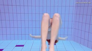 Fun nude girls got sensual into the pool