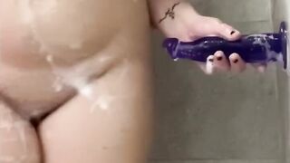 Soapy and Chubby 19 y/o Plays with Her Toy into The Shower